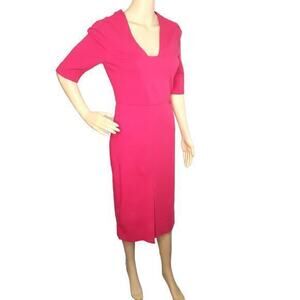 Diane Von Furstenberg Midi Dress Size 6 DVF Flattering Stretch‎ Sheath Pink